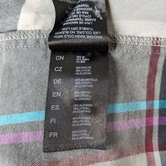 Kuhl cotton blend flannel in gray plaid with blue and purple stripes, size XS - Picture 10 of 10